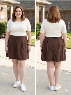 Lane Bryant Faux Suede Pieced Skort 1147635 Brown Plus Size 18 Whimsigoth Fall